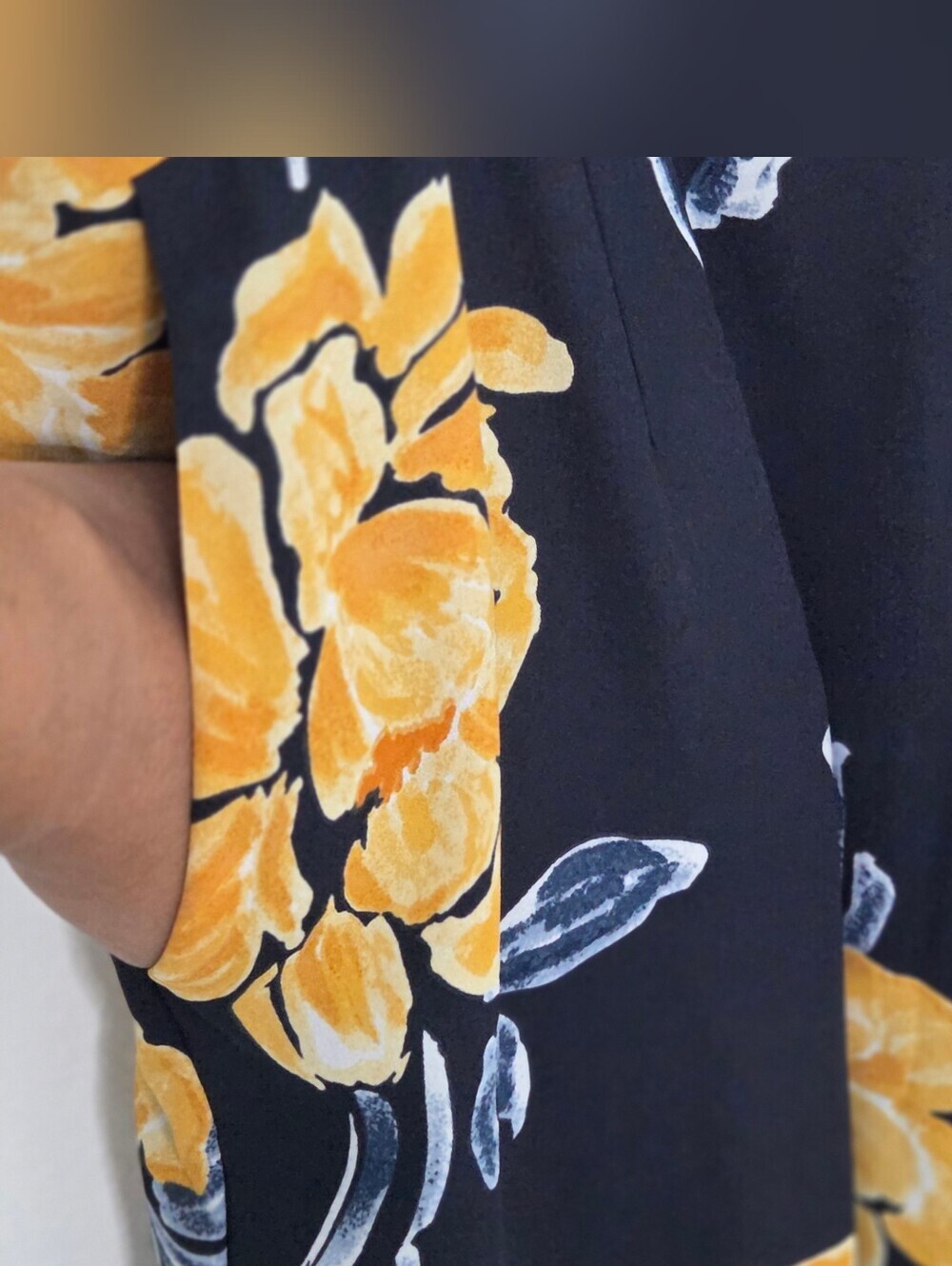 Anthropologie Paper Crown Floral  Ruffle Sleeveless Jumpsuit in Navy & Yellow - Picture 5 of 9